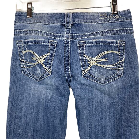 SILVER JEANS Tuesday CAPRI Sz 25 Actual Waist 28 Distressed Embroidered Pockets - Picture 4 of 11